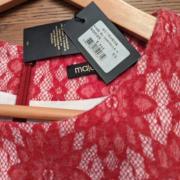 NWT Gorgeous!! Maje Dress Size 1 (XS) with drop waist, textured fabric & POCKETS - Picture 4 of 7